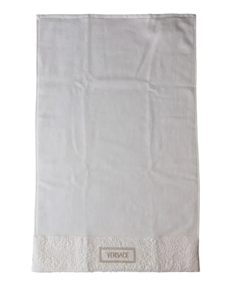 Versace logo-patch terrycloth towel - Weiß Weiß