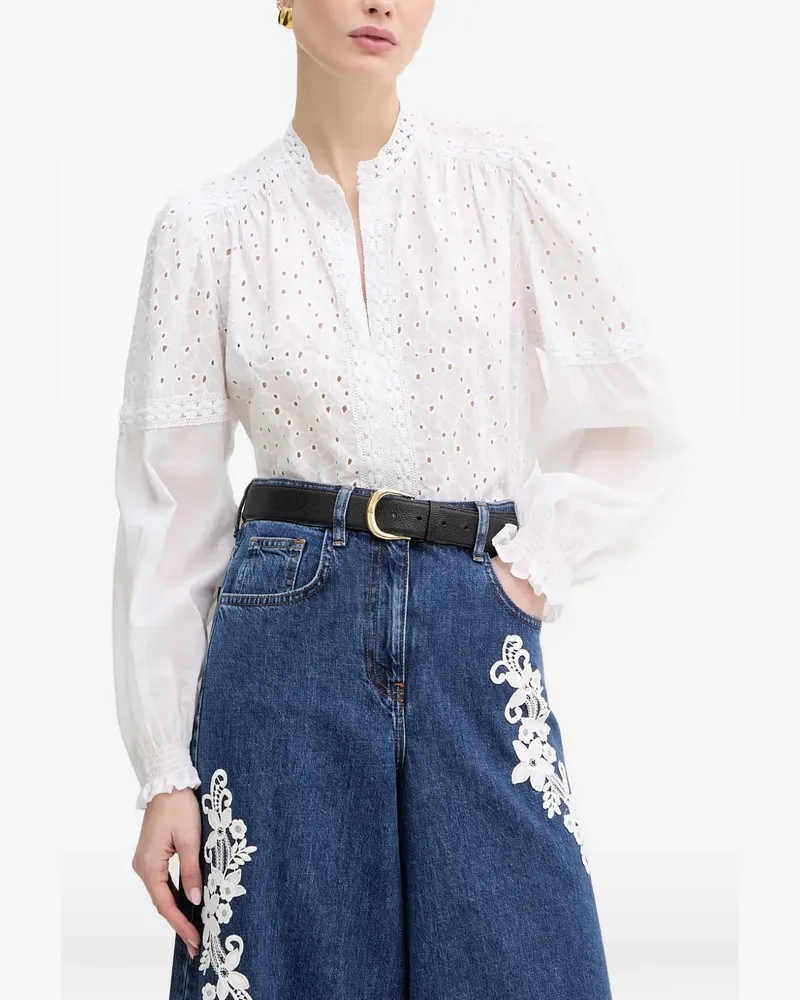Twin-Set broderie-anglaise lace-trim blouse - Weiß Weiß
