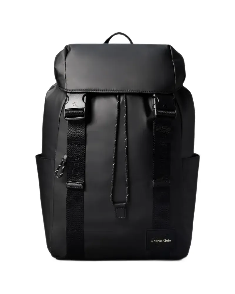 Calvin Klein Emblem logo-patch buckle-fastening backpack - Schwarz Schwarz