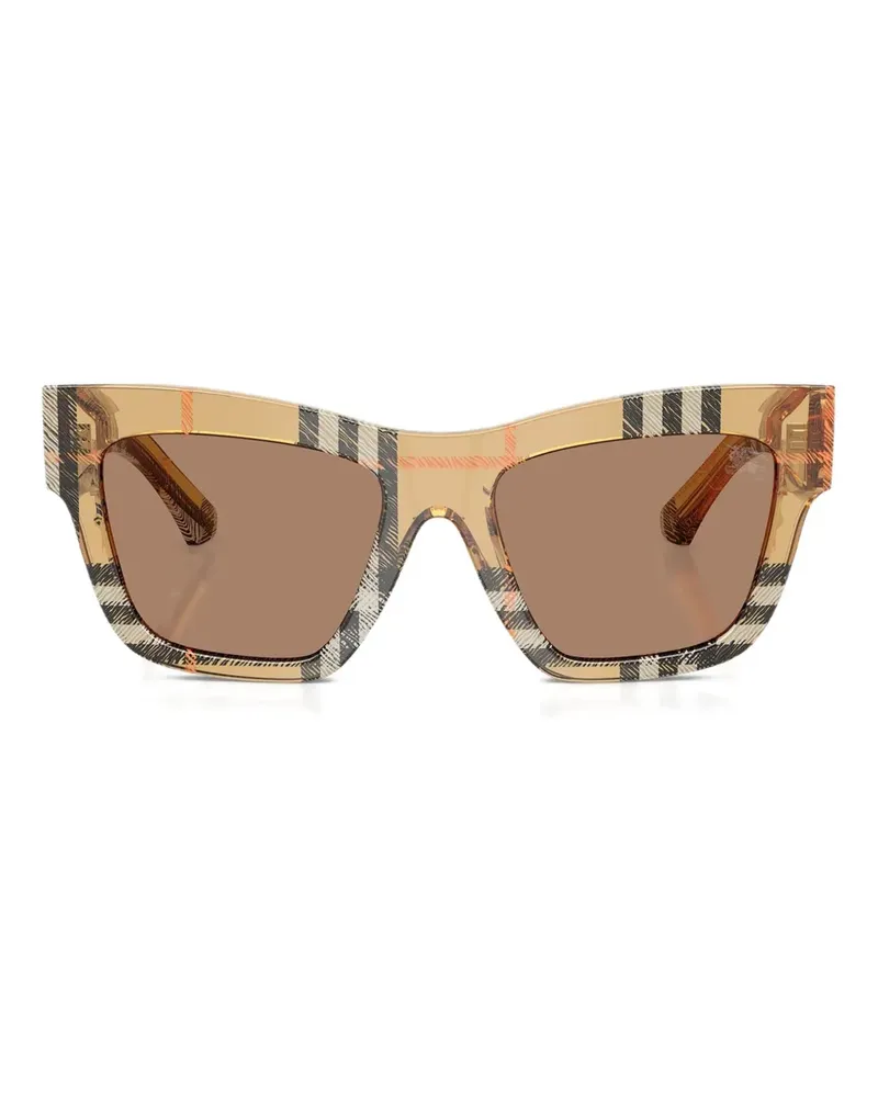 Burberry Geometrische Sonnenbrille mit Check - Braun Braun