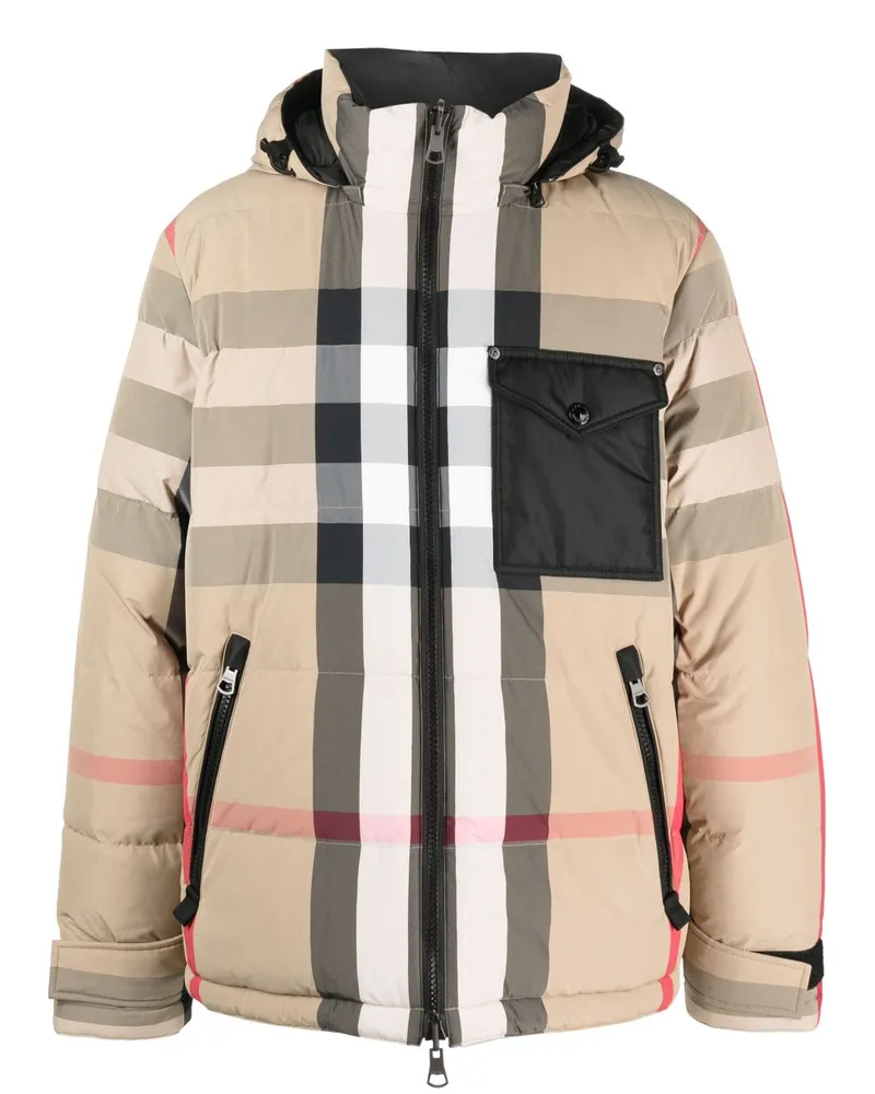 Burberry Wendbare Kapuzenjacke mit Karo - Nude Nude