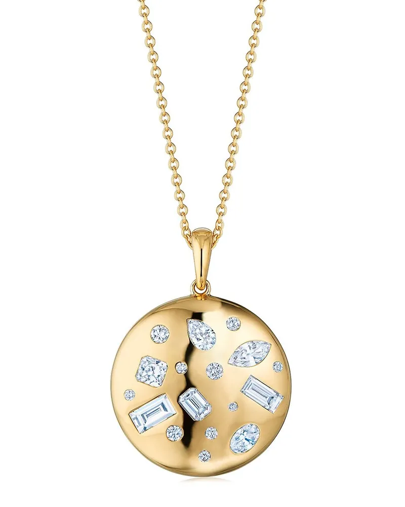 KWIAT Runder 18kt Cobblestone Gelbgoldanhänger mit Diamanten Gold