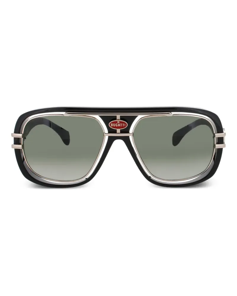 Bugatti Pilotenbrille mit Logo-Schild - Schwarz Schwarz