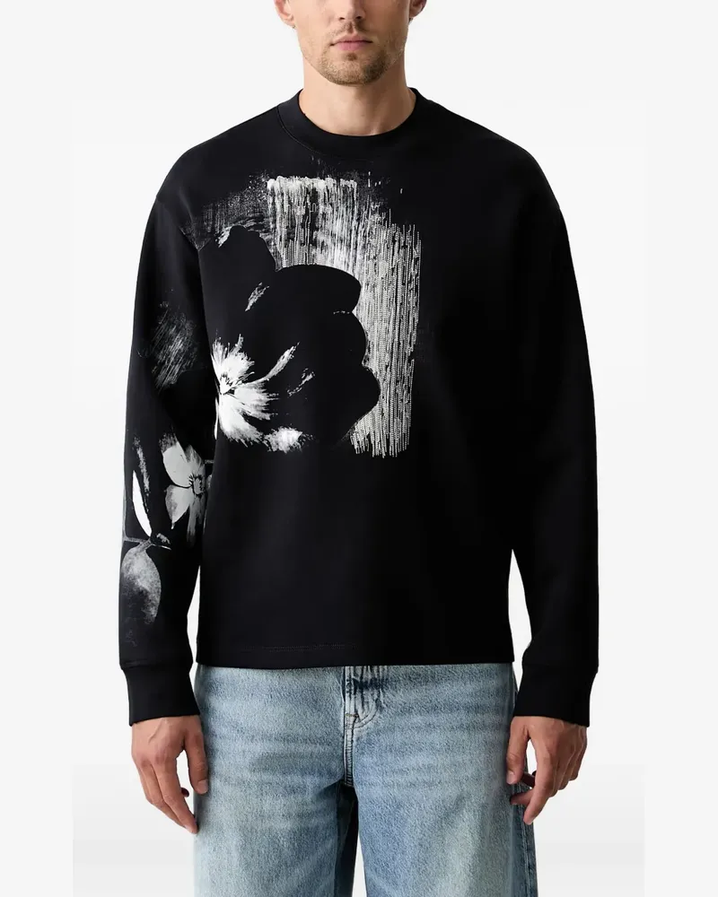 Armani Exchange floral-print crew-neck sweatshirt - Blau Blau