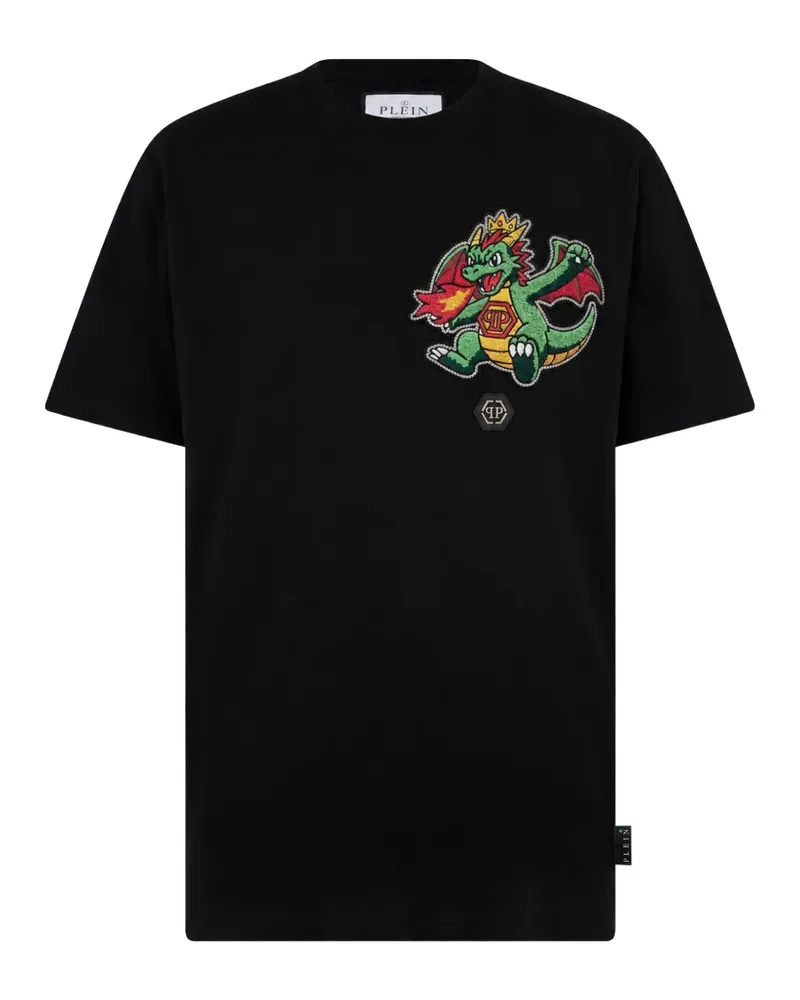 Philipp Plein T-Shirt mit Drachendetail - Schwarz Schwarz