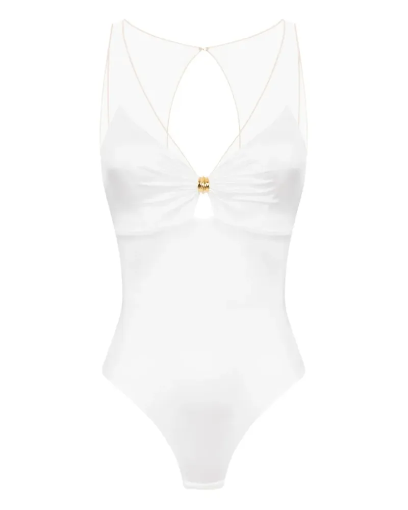 Elisabetta Franchi Body mit V-Ausschnitt - Weiß Weiß