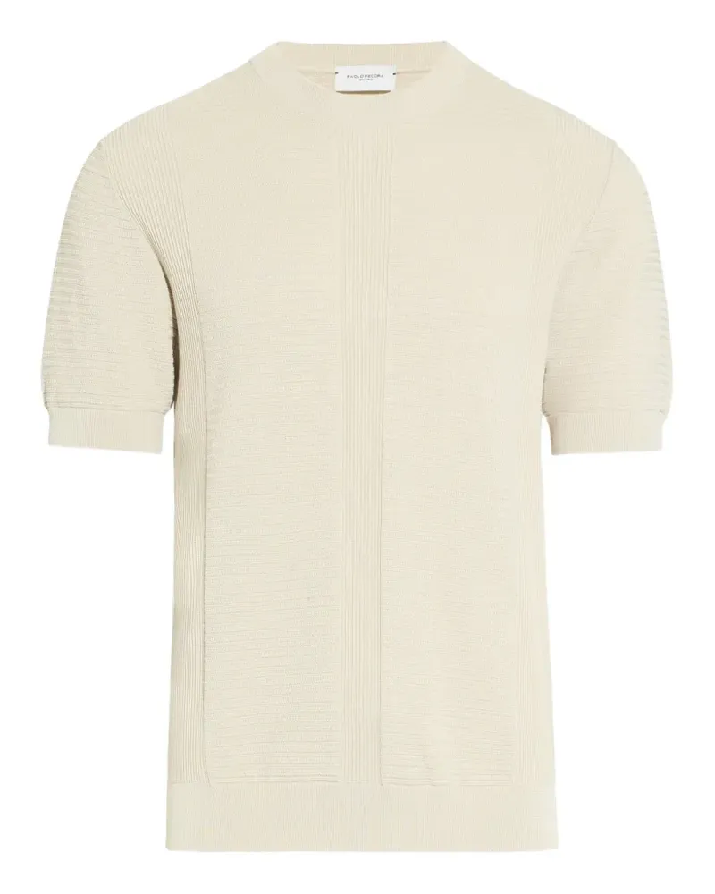 Paolo Pecora Milano textured-knit short-sleeve T-shirt - Nude Nude