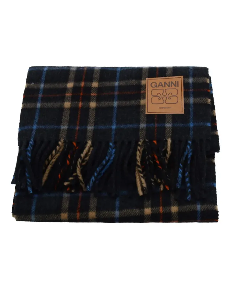 Ganni checked wool scarf - Grau Grau