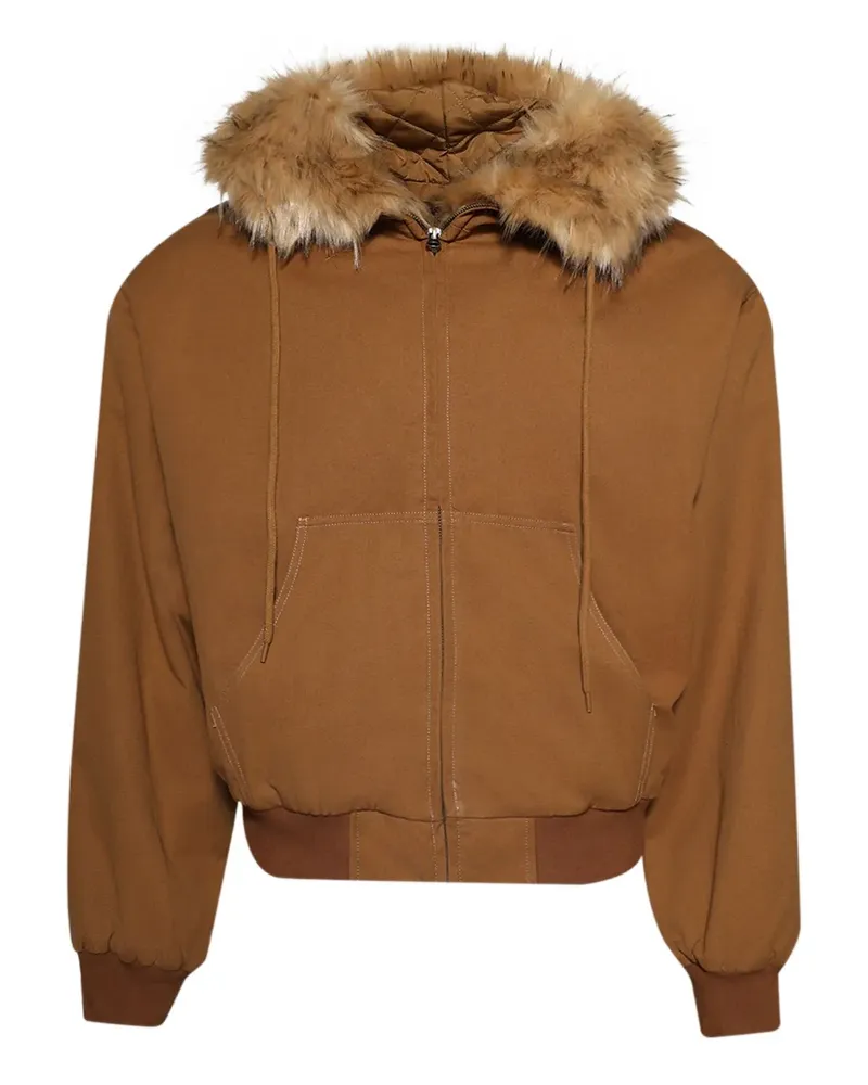 Praying fur-trimmed hooded jacket - Braun Braun