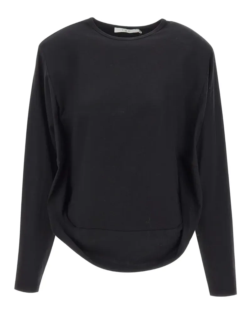IRO Arum padded-shoulder asymmetrical-hem T-shirt - Schwarz Schwarz