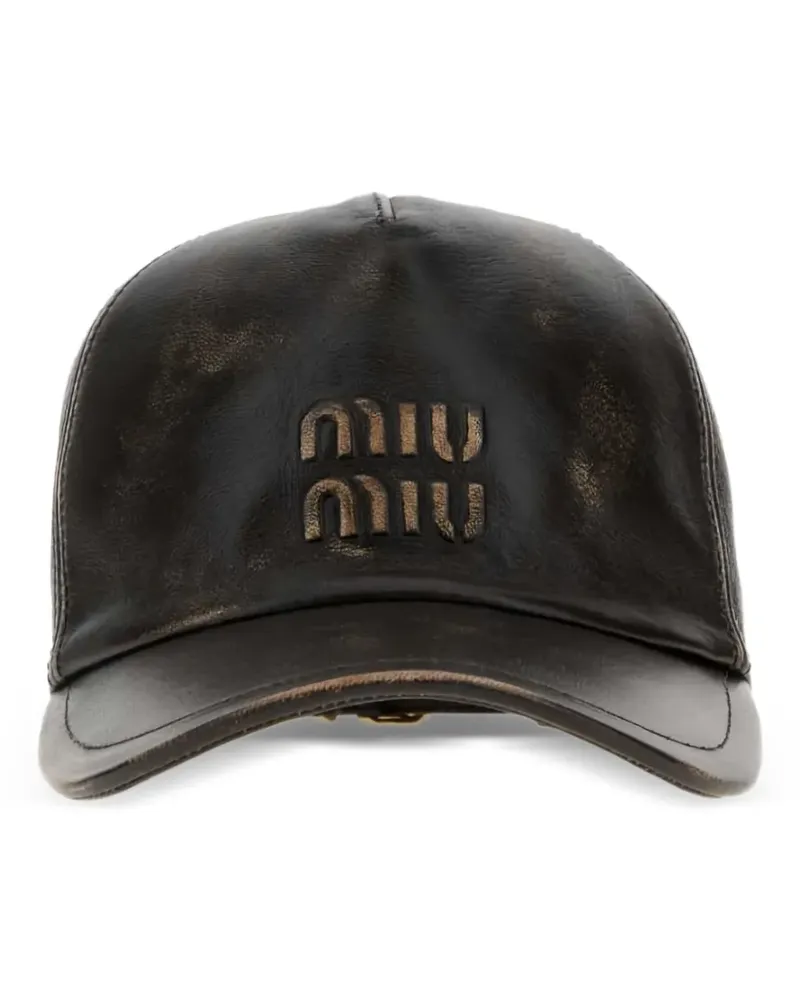 Miu Miu Baseballkappe mit Logo aus Nappaleder - Braun Braun