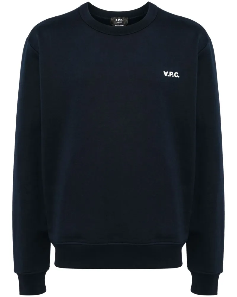 A.P.C. Sweatshirt mit geflocktem Logo - Blau Blau