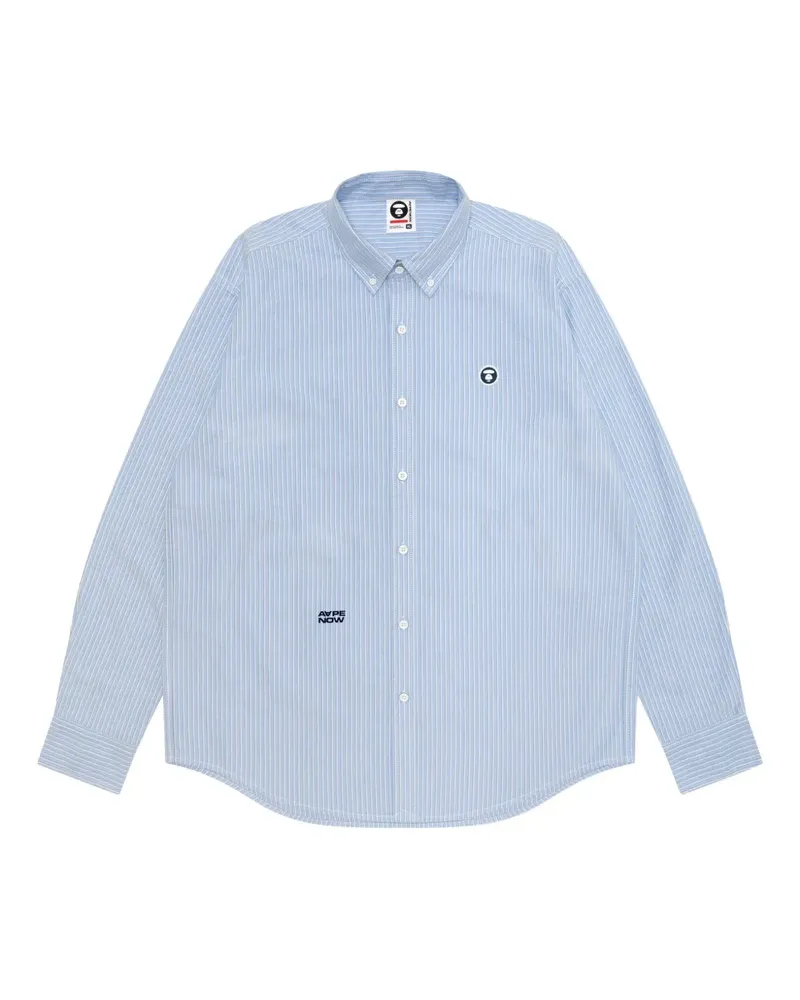 BAPE Gestreiftes Hemd mit Stickerei - Blau Blau