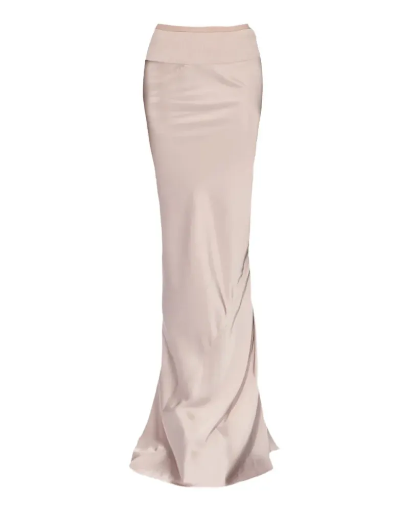Rick Owens Coda ribbed-waistband satin-finish maxi skirt - Rosa Rosa