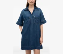 chest-pocket denim dress - Blau