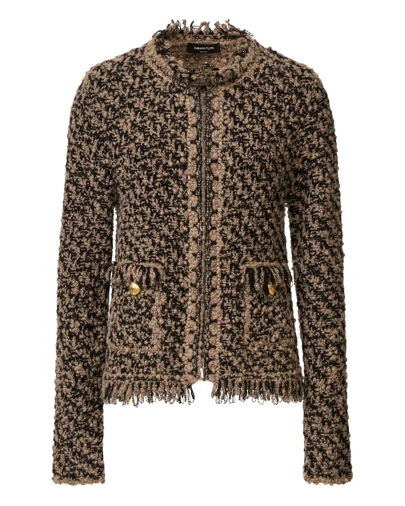 Fabiana Filippi frayed-edge tweed jacket - Braun Braun