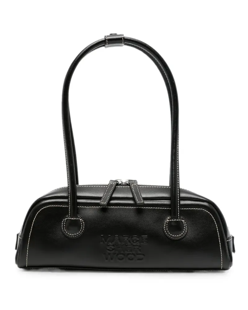 Marge Sherwood contrast-stitch logo-embossed tote bag - Schwarz Schwarz