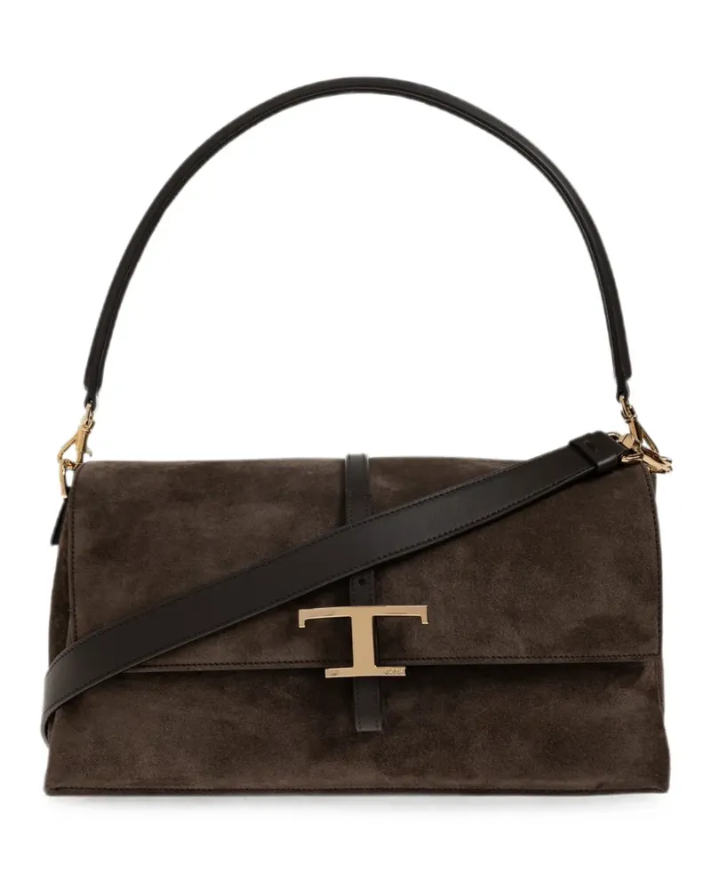 TOD'S T Timeless suede shoulder bag - Braun Braun