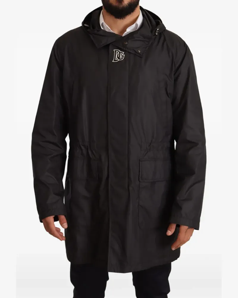 Dolce & Gabbana Kapuzenparka mit Logo - Schwarz Schwarz
