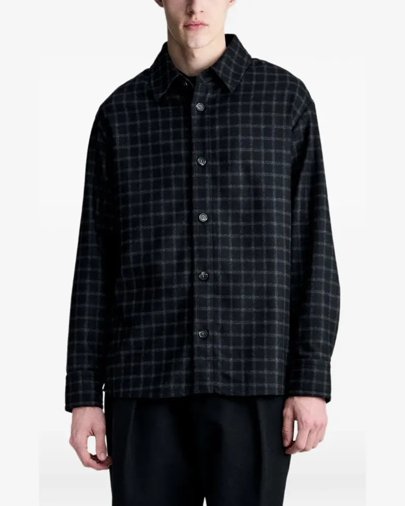 A.P.C. checked wool-blend shirt jacket - Schwarz Schwarz