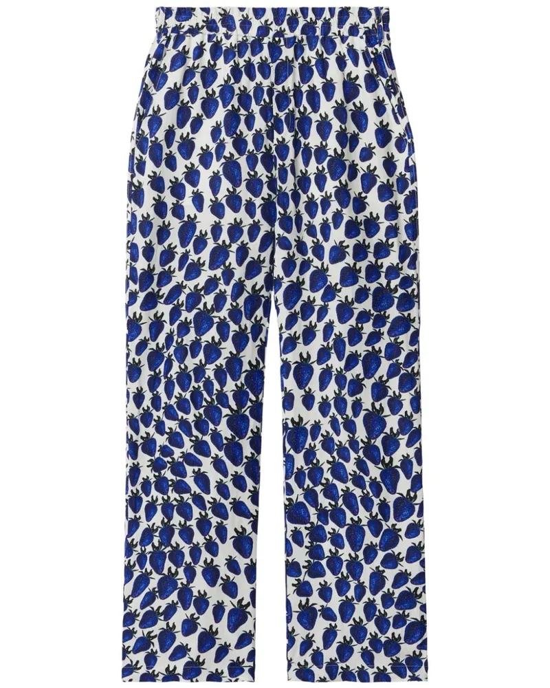 Burberry Gerade Hose mit Erdbeer-Print - Weiß Weiß