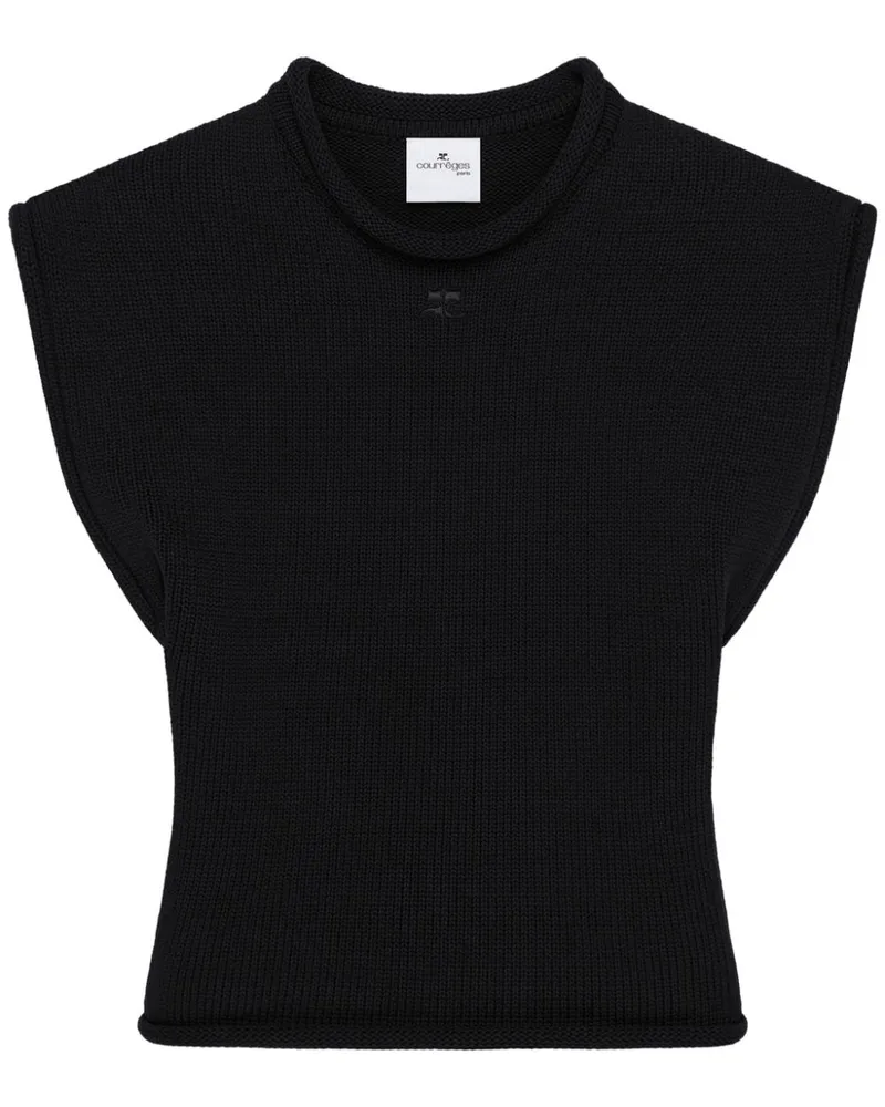 Courrèges Ärmelloser Cropped-Pullunder - Schwarz Schwarz