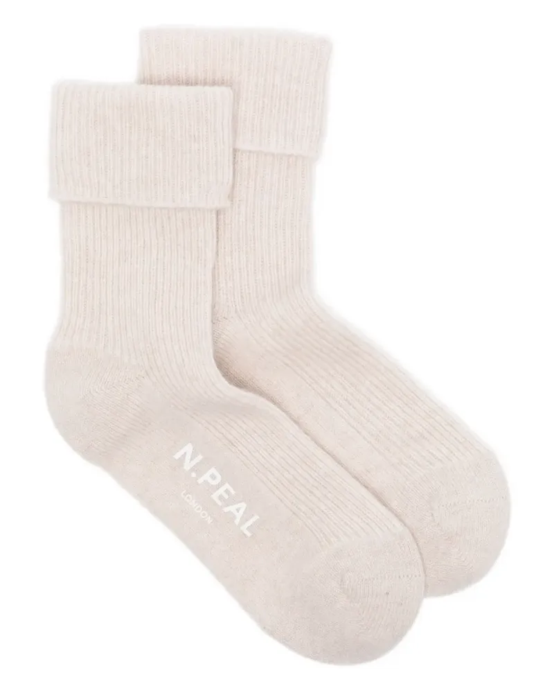 N.Peal Gerippte Socken - Nude Nude