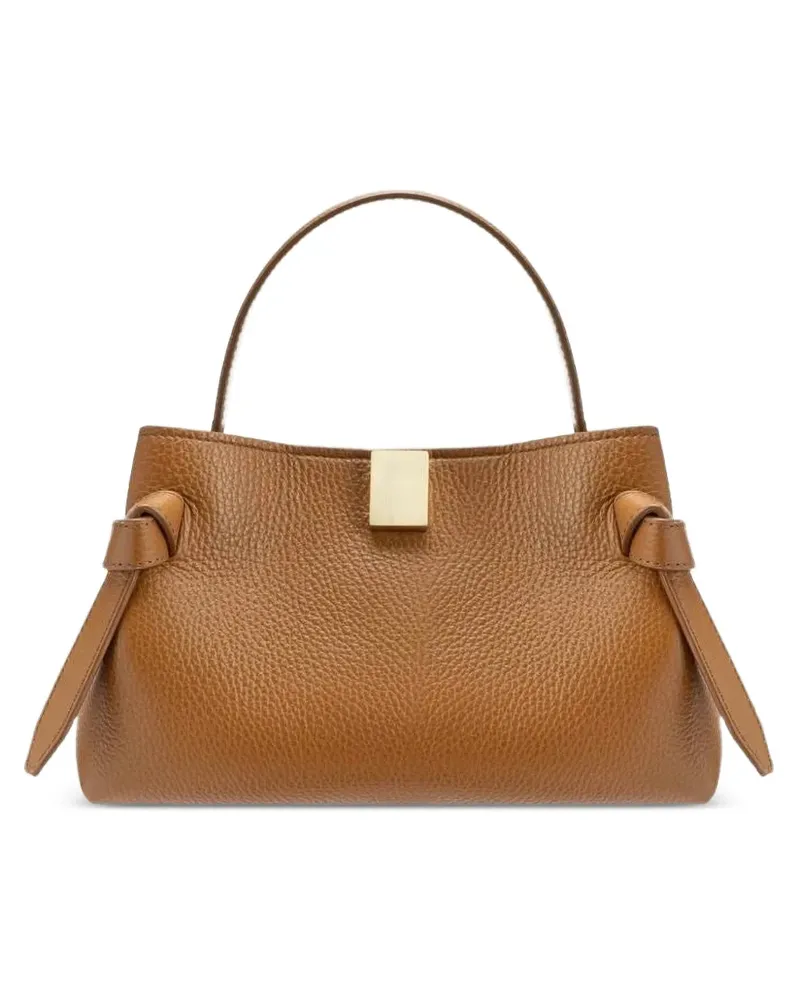YUZEFI mini Gyoza knotted leather tote bag - Braun Braun