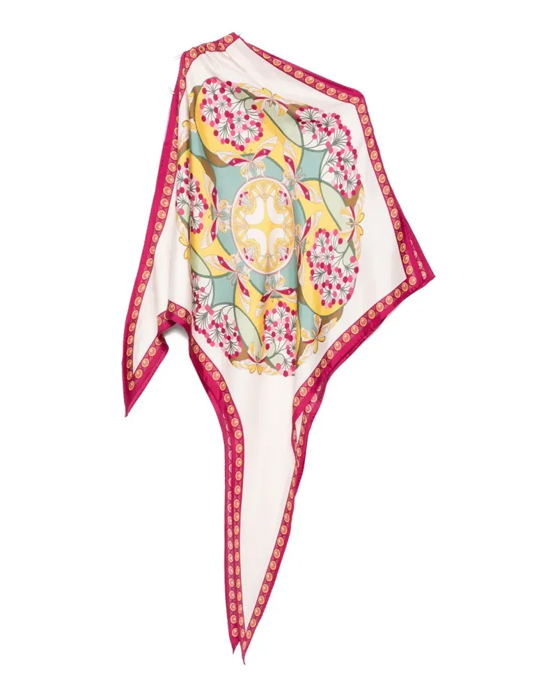 La DoubleJ graphic-print silk shawl - Nude Nude