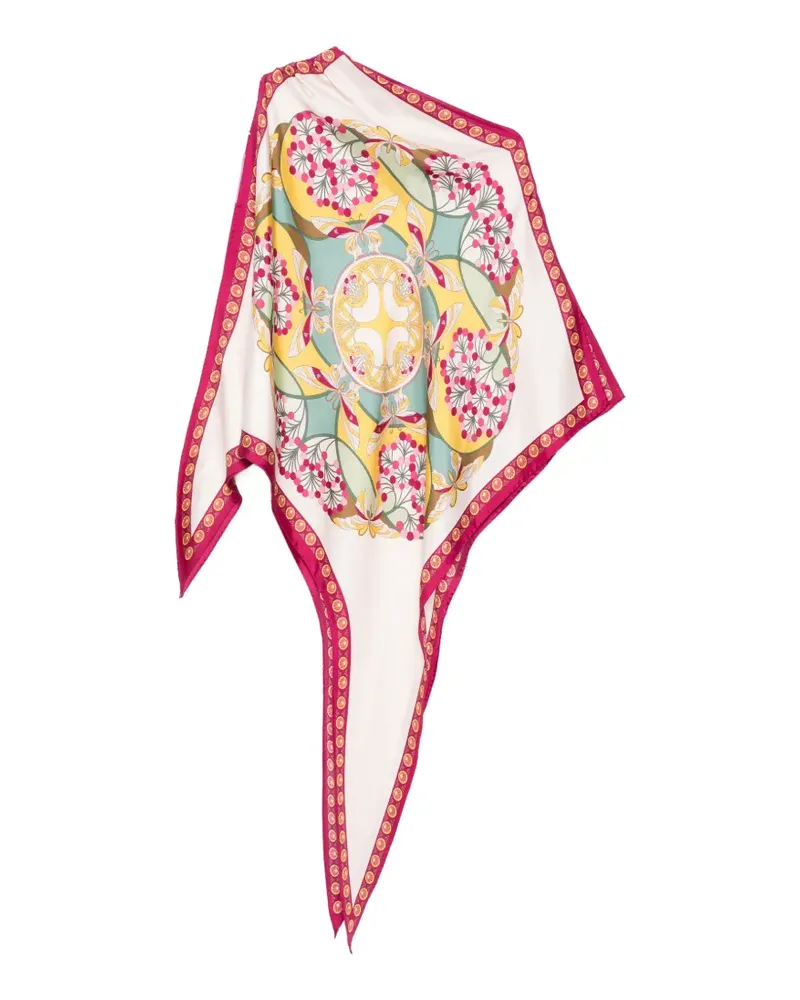 La DoubleJ graphic-print silk shawl - Nude Nude