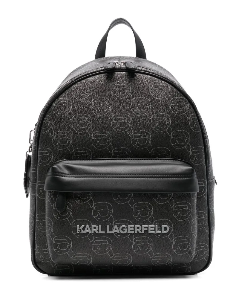 Karl Lagerfeld Ikon Rucksack mit Monogramm - Schwarz Schwarz
