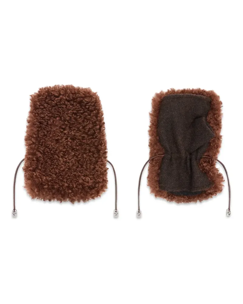 Ganni Fäustlinge aus alternativem Shearling - Braun Braun