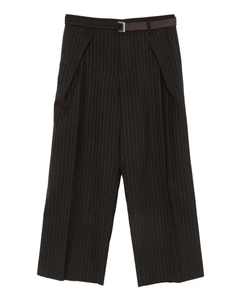 Sacai chalk-stripe belted trousers - Braun Braun