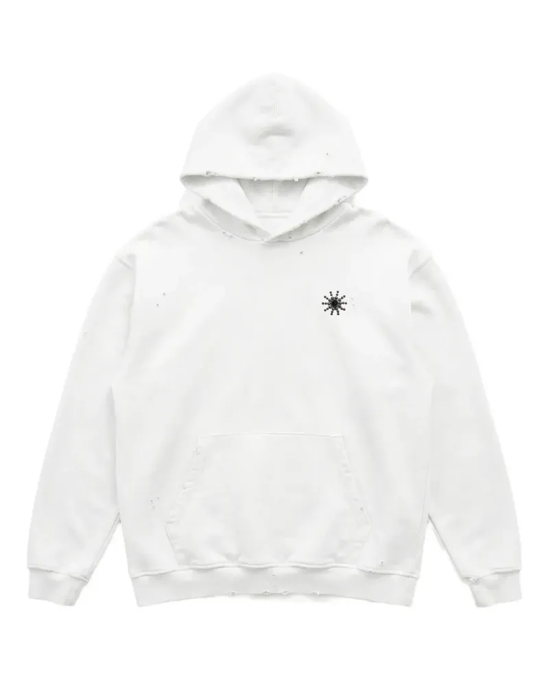 HTC Hollywood Trading Company Sun studded distressed hoodie - Weiß Weiß