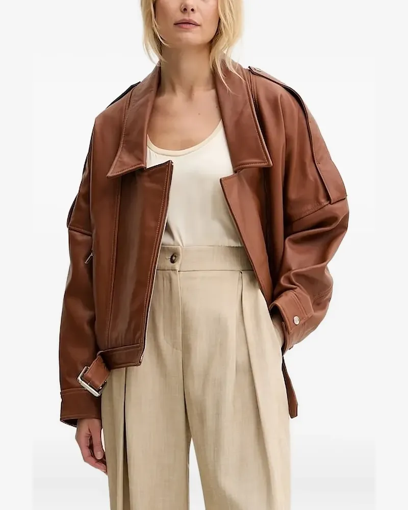 Pinko Lederjacke mit Gürtel - Braun Braun