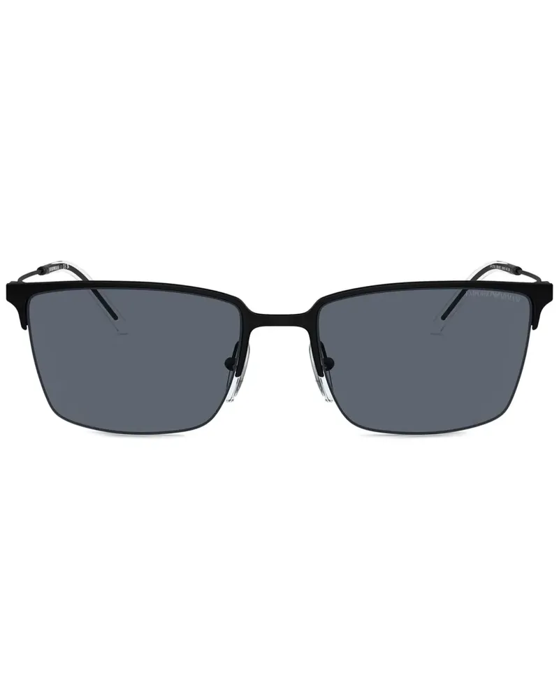 Emporio Armani Sonnenbrille mit eckigem Gestell - Schwarz Schwarz
