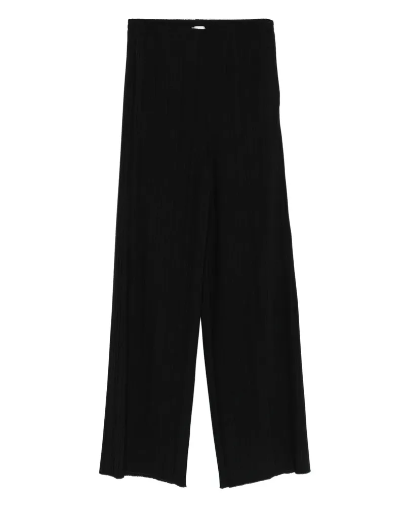 forte_forte Wide-Leg-Hose mit Bundfalten - Schwarz Schwarz