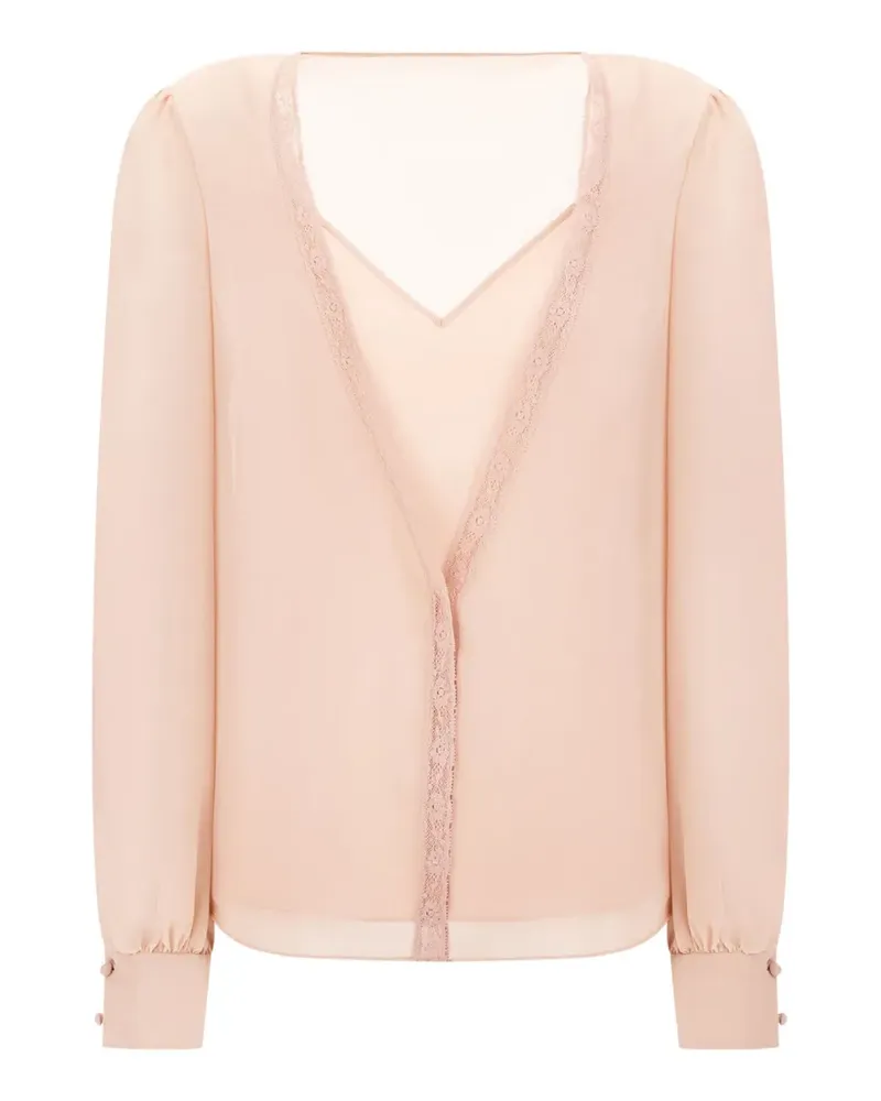 Valentino Garavani lace-trim silk blouse - Nude Nude