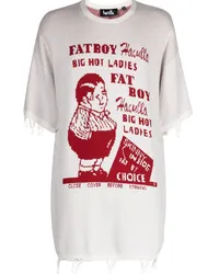 Haculla Ausgefranster Fat Boy Intarsien-Pullover Weiß