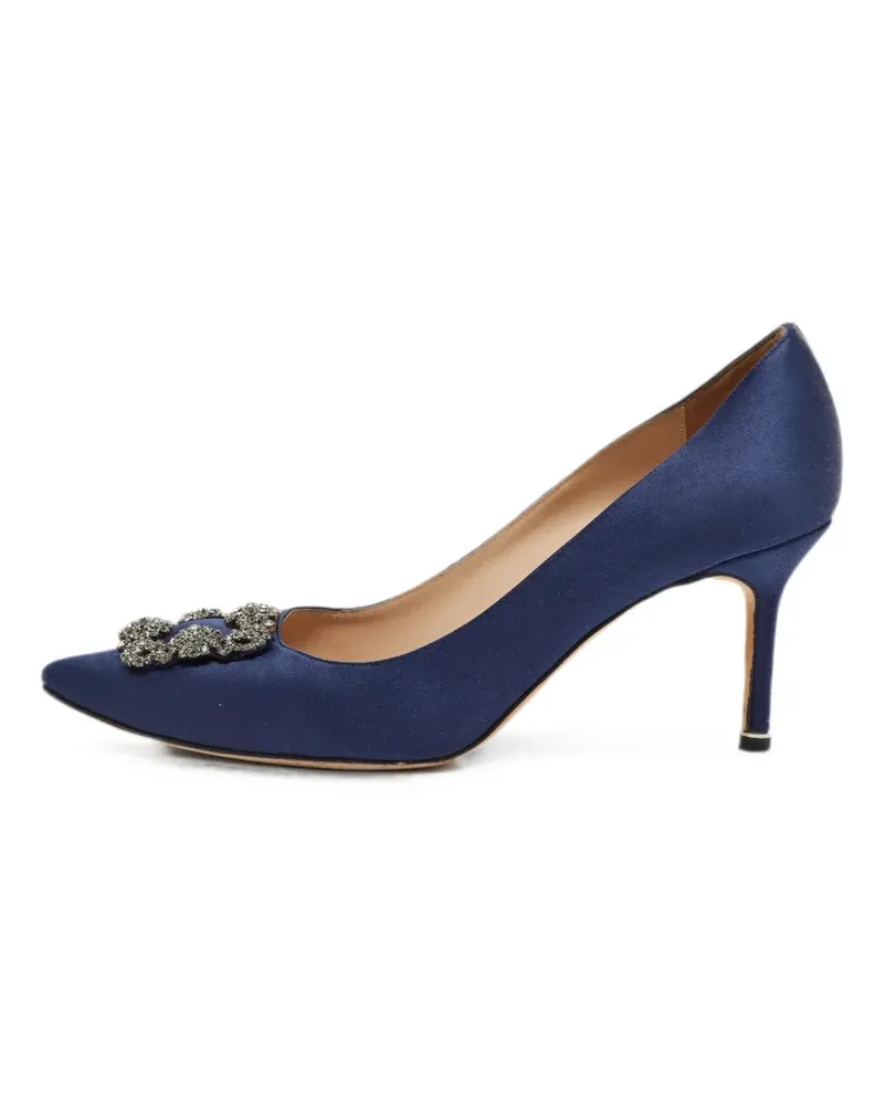 Manolo Blahnik Hangisi Pumps mit Kristallschnalle - Blau Blau