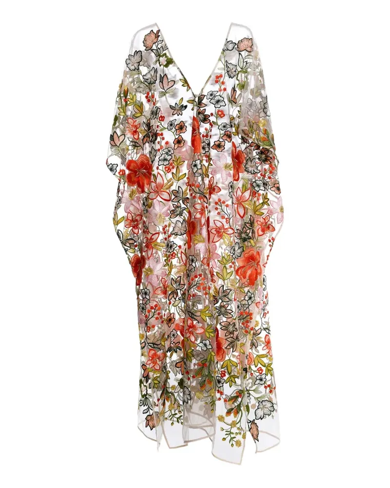 AGUA BENDITA Lucerna Midikleid mit Blumenverzierung - Nude Nude