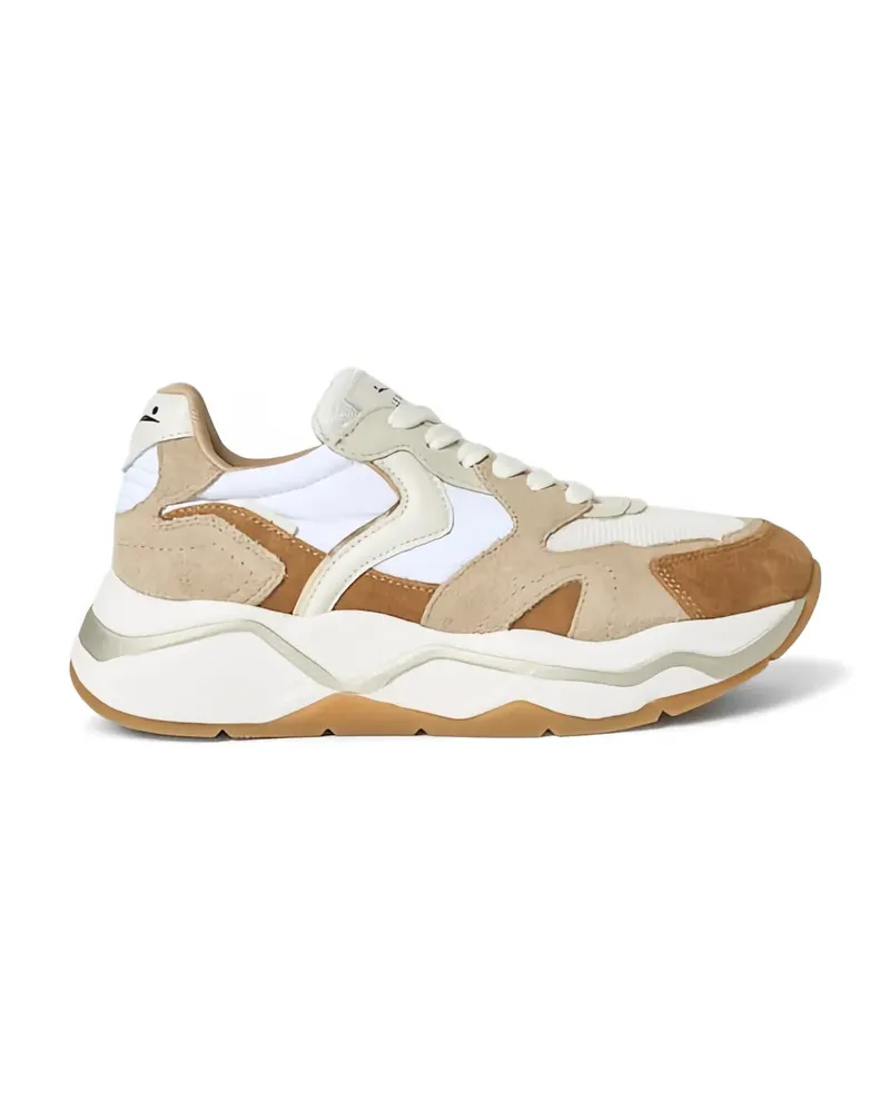 Voile Blanche suede-panelled mesh sneakers - Nude Nude