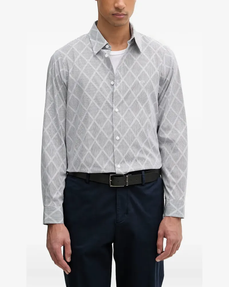 Armani Exchange Hemd mit Rautenmuster - Grau Grau