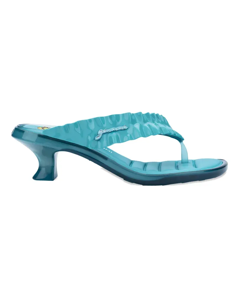 Melissa x Ganni ruffled kitten-heel sandals - Blau Blau
