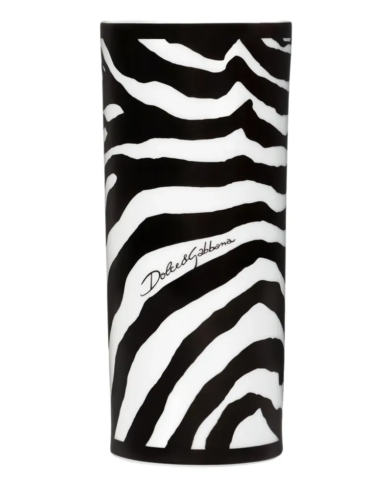 Dolce & Gabbana Zylindrische Vase mit Zebra-Muster (10cm) - Schwarz Schwarz