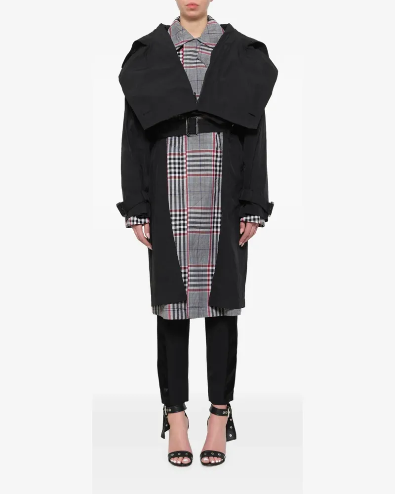 JUUN.J belted oversized-collar coat - Schwarz Schwarz