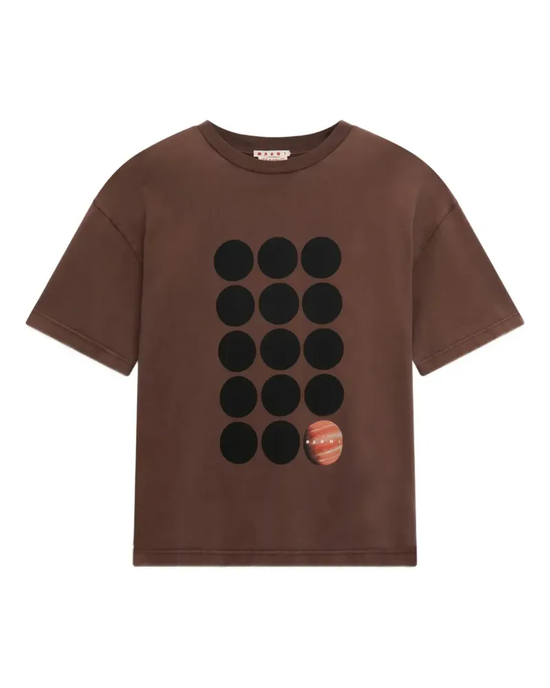 Marni T-Shirt mit Planeten-Print - Braun Braun