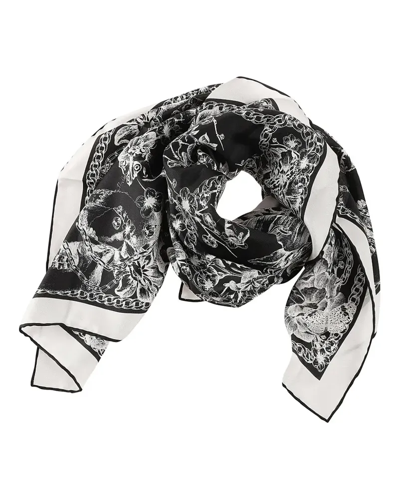 Alexander McQueen Seidenschal mit Blumen-Print - Schwarz Schwarz