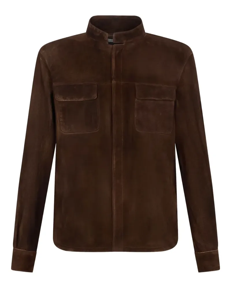 Boglioli Hemdjacke aus Wildleder mit Taschen - Braun Braun