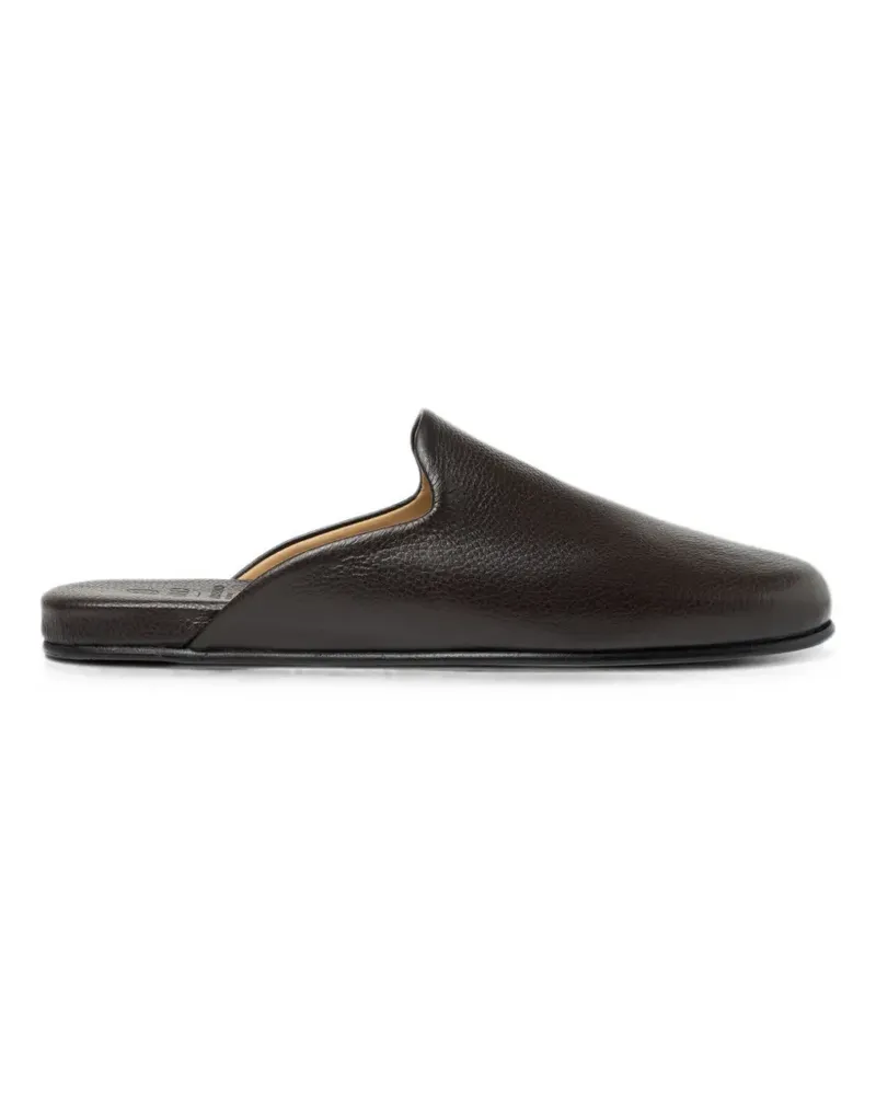 Scarosso Atlas travel grained leather slippers - Braun Braun